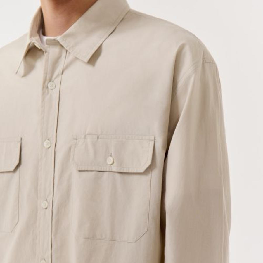 Musinsa Standard Relaxed Soft Poplin Officer Shirt – Light Beige