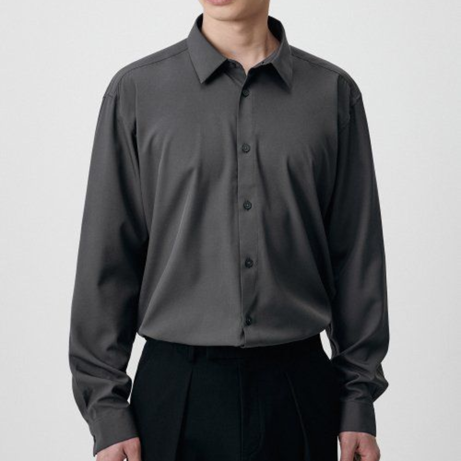 Musinsa Standard Relaxed Fit Silky Shirt – Gunmetal