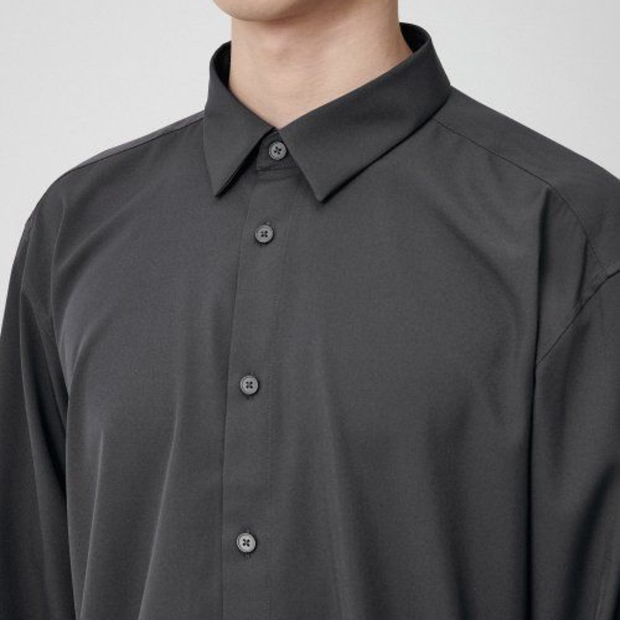 Musinsa Standard Relaxed Fit Silky Shirt – Gunmetal