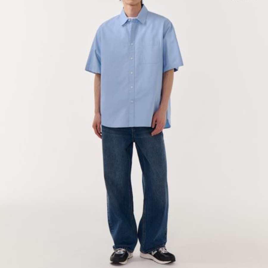 Musinsa Standard Relaxed Oxford Short-Sleeve Shirt – Blue