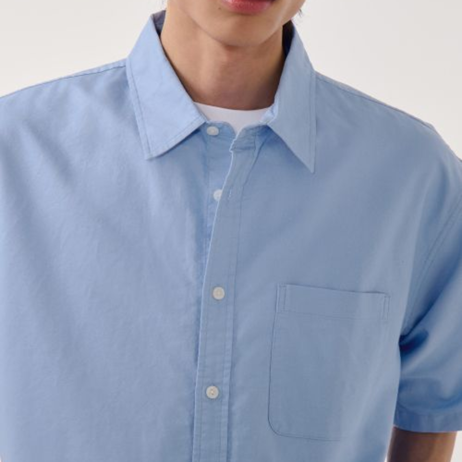 Musinsa Standard Relaxed Oxford Short-Sleeve Shirt – Blue