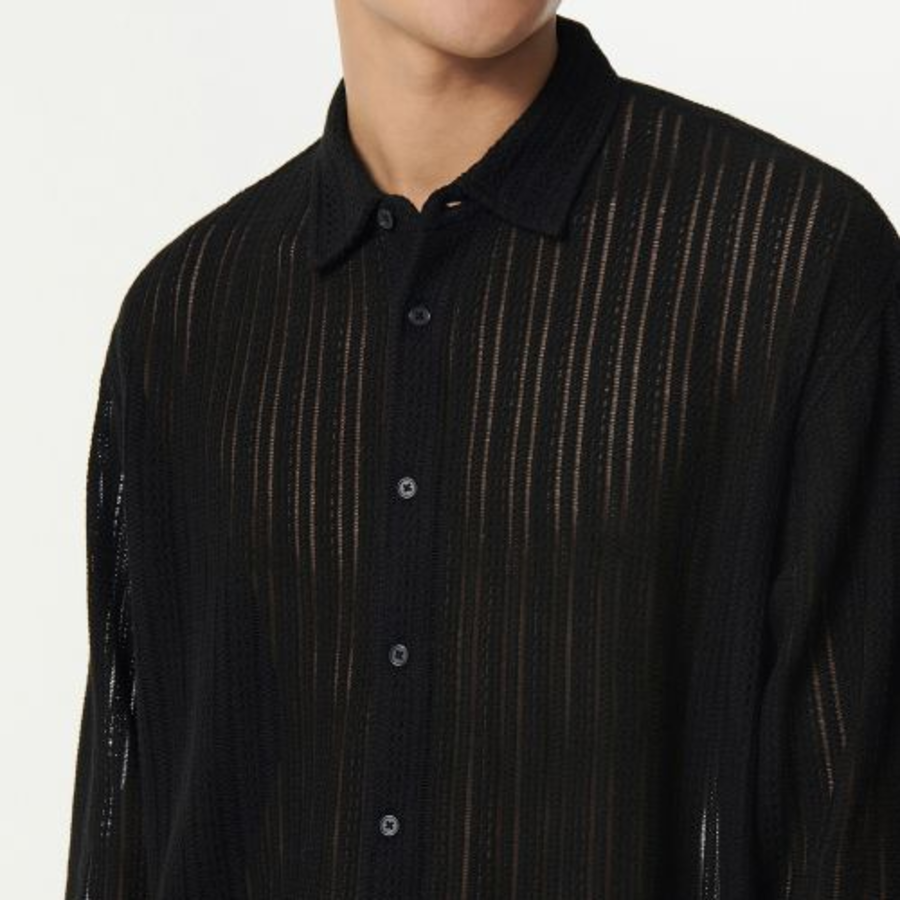Musinsa Standard Relaxed Crochet Shirt – Black