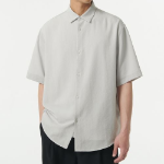 Musinsa Standard Relaxed Linen-Like Short-Sleeve Shirt – Light Grey