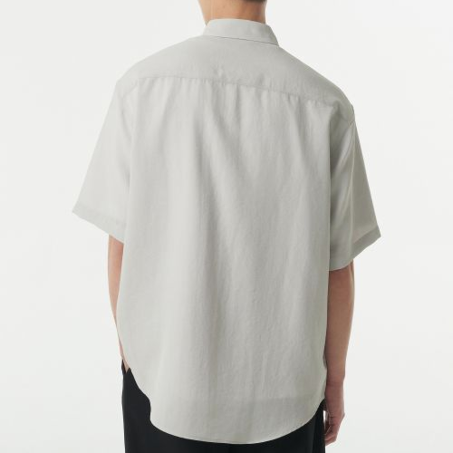 Musinsa Standard Relaxed Linen-Like Short-Sleeve Shirt – Light Grey
