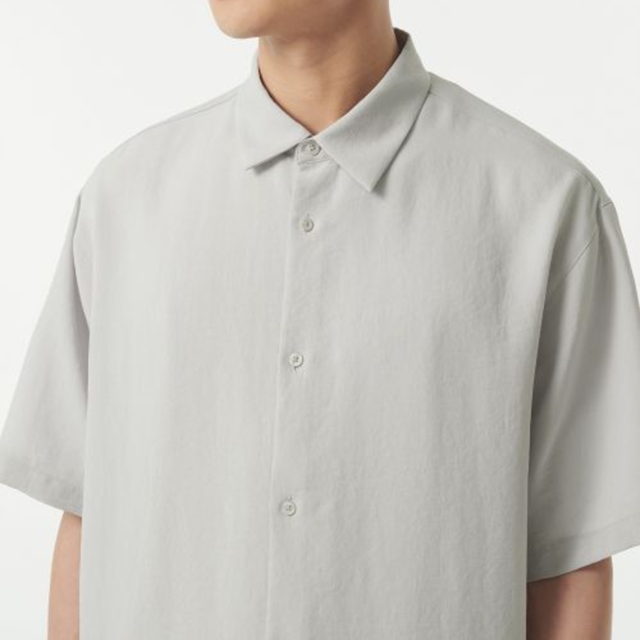 Musinsa Standard Relaxed Linen-Like Short-Sleeve Shirt – Light Grey