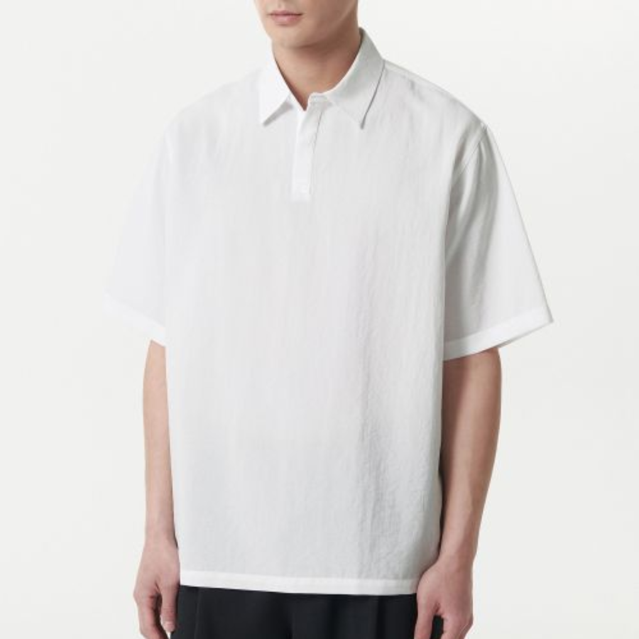 Musinsa Standard Relaxed Linen-Like Tunic Short-Sleeve Shirt – White