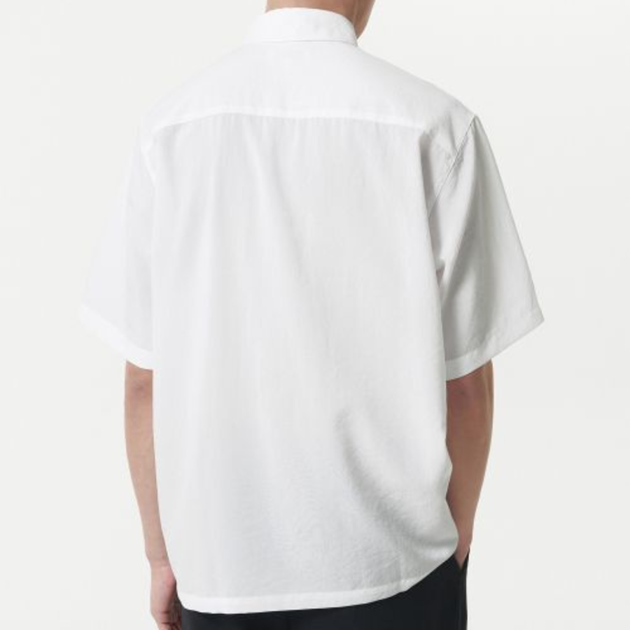 Musinsa Standard Relaxed Linen-Like Tunic Short-Sleeve Shirt – White