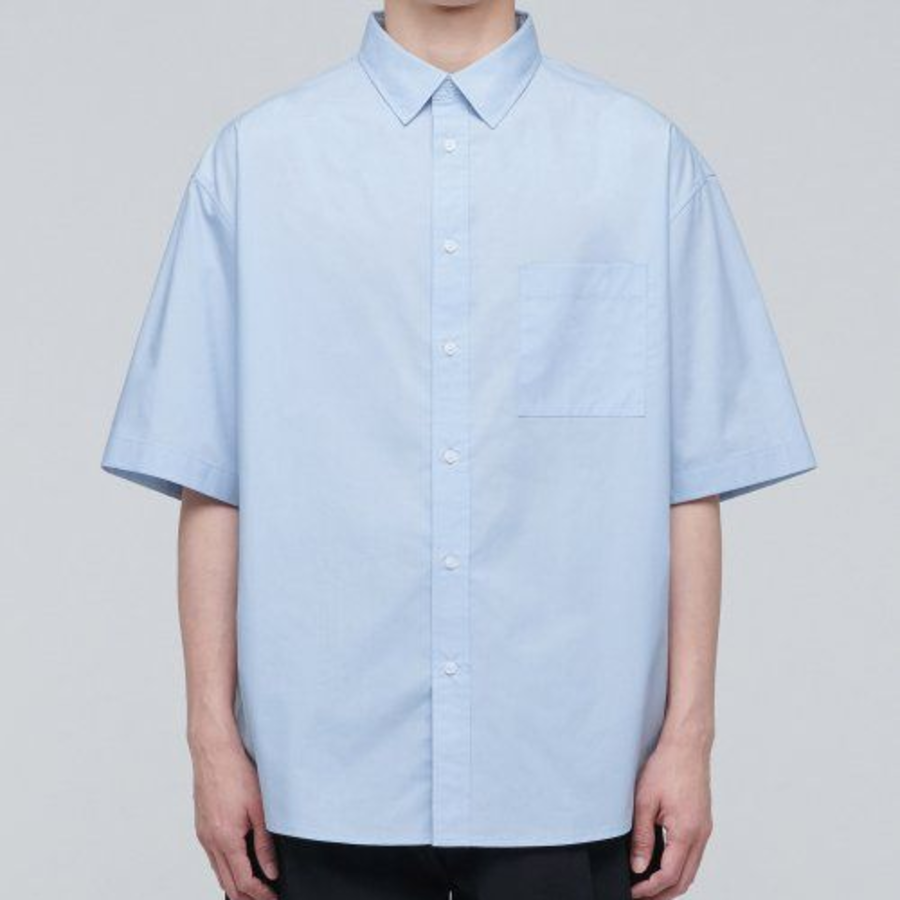 Musinsa Standard Oversized Poplin Short-Sleeve Shirt – Sky Blue