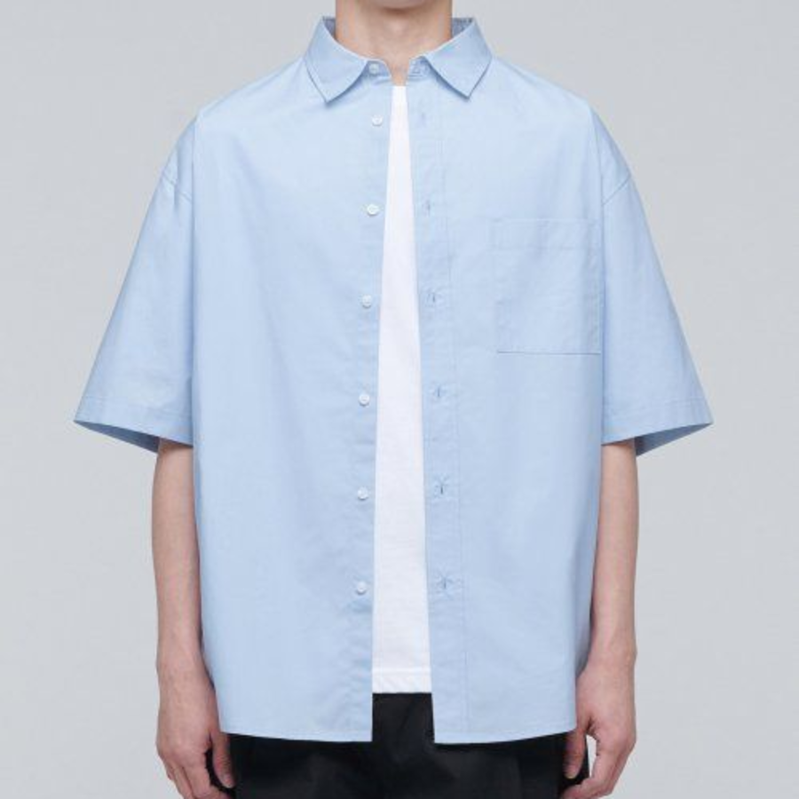Musinsa Standard Oversized Poplin Short-Sleeve Shirt – Sky Blue