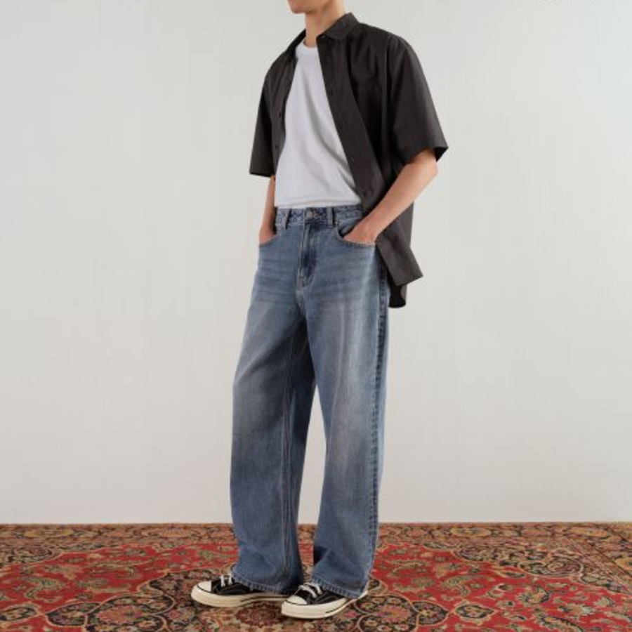 Musinsa Standard Relaxed Soft Poplin Short-Sleeve Shirt – Gunmetal