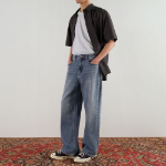 Musinsa Standard Relaxed Soft Poplin Short-Sleeve Shirt – Gunmetal