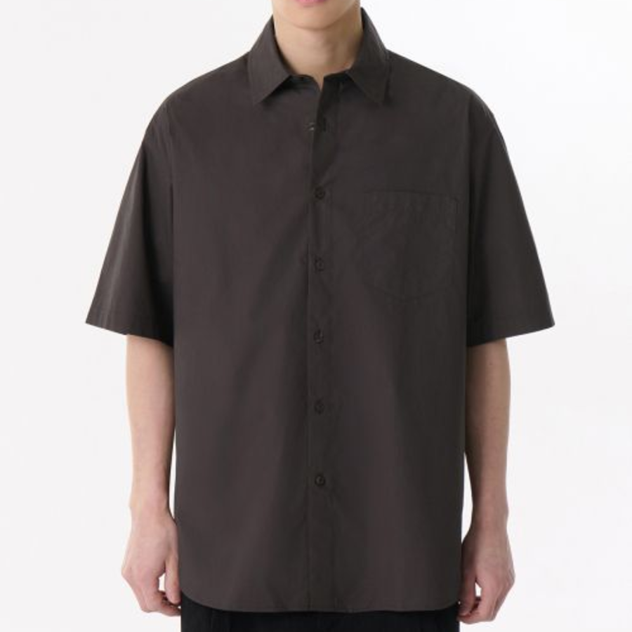 Musinsa Standard Relaxed Soft Poplin Short-Sleeve Shirt – Gunmetal