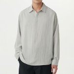 Musinsa Standard Relaxed Linen-Like Tunic Shirt – Light Grey