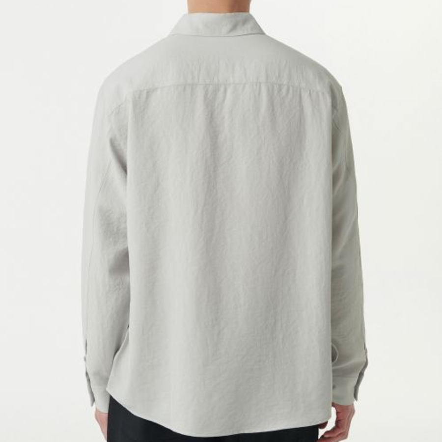 Musinsa Standard Relaxed Linen-Like Tunic Shirt – Light Grey