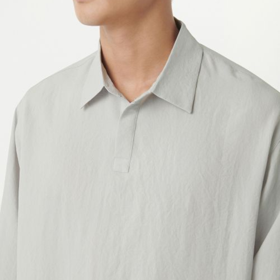 Musinsa Standard Relaxed Linen-Like Tunic Shirt – Light Grey