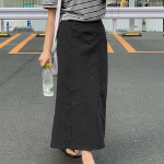 Лёгкая длинная юбка с разрезом из нейлона