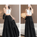 Многослойная длинная юбка с пышными ярусами и эластичным поясом