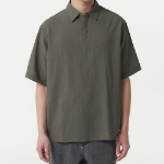 Musinsa Standard Relaxed Linen-Like Tunic Short Sleeve Shirt – Khaki