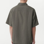 Musinsa Standard Relaxed Linen-Like Tunic Short Sleeve Shirt – Khaki