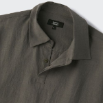 Musinsa Standard Relaxed Linen-Like Tunic Short Sleeve Shirt – Khaki