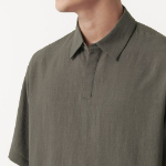 Musinsa Standard Relaxed Linen-Like Tunic Short Sleeve Shirt – Khaki
