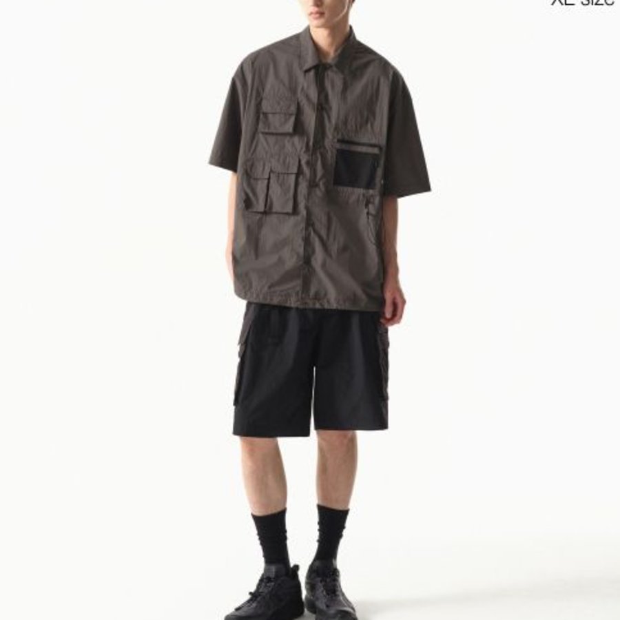 Musinsa Standard City Leisure CN Oversized Multi Pocket Short Sleeve Shirt – Dark Grey