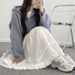 Длинная юбка с оборками, кружевом и текстурой «попкорн»