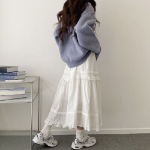 Длинная юбка с оборками, кружевом и текстурой «попкорн»