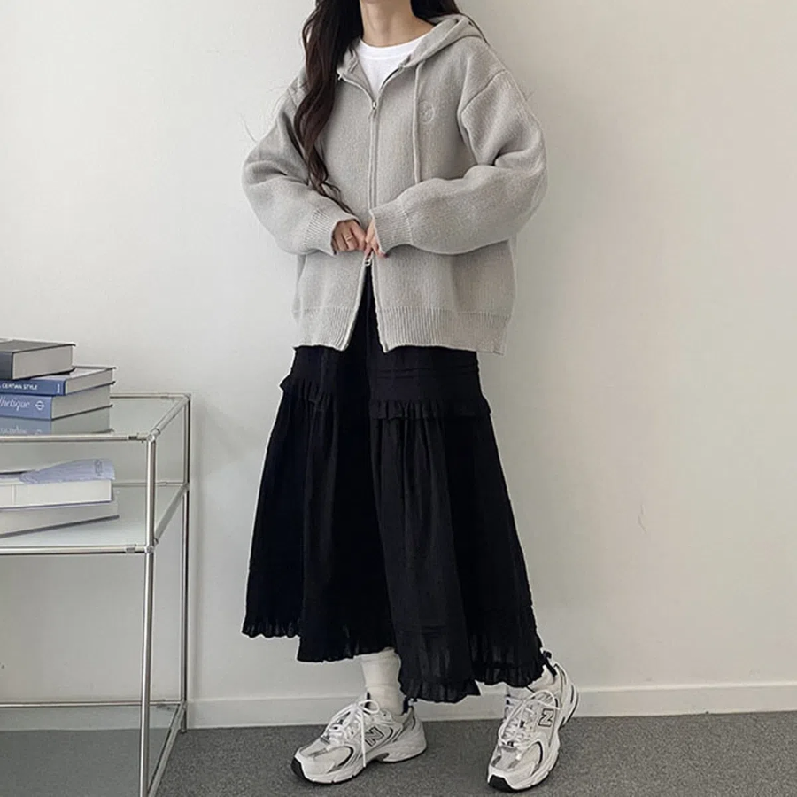 Длинная юбка с оборками, кружевом и текстурой «попкорн»