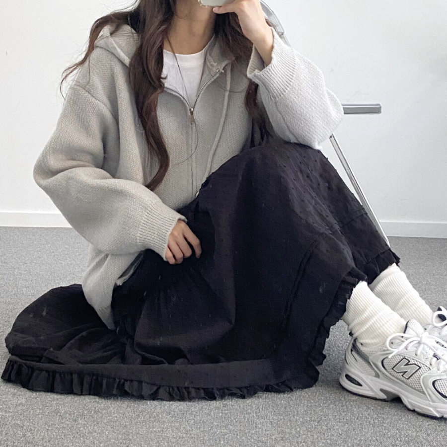 Длинная юбка с оборками, кружевом и текстурой «попкорн»