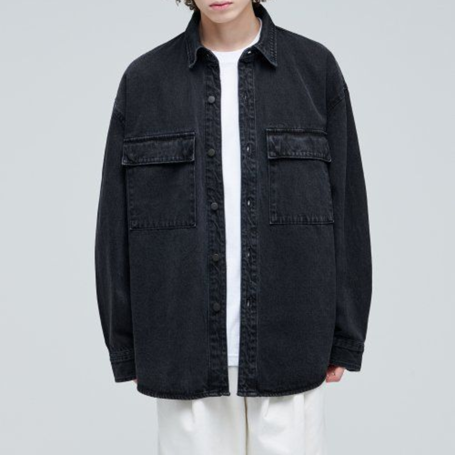 Musinsa Standard Oversized Double Pocket Denim Shirt – Black