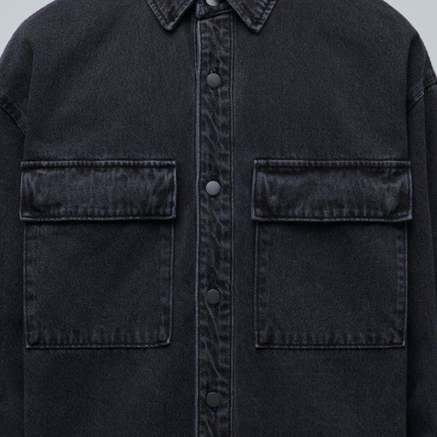 Musinsa Standard Oversized Double Pocket Denim Shirt – Black
