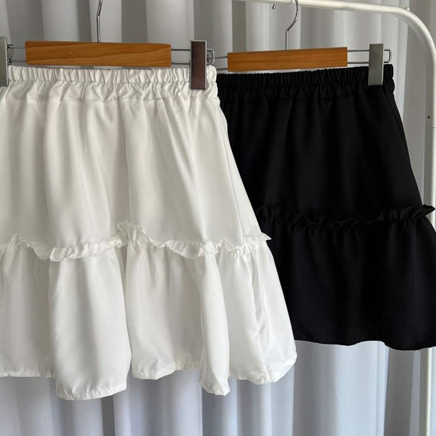 Мини-юбка с оборками в стиле капкан А-силуэта