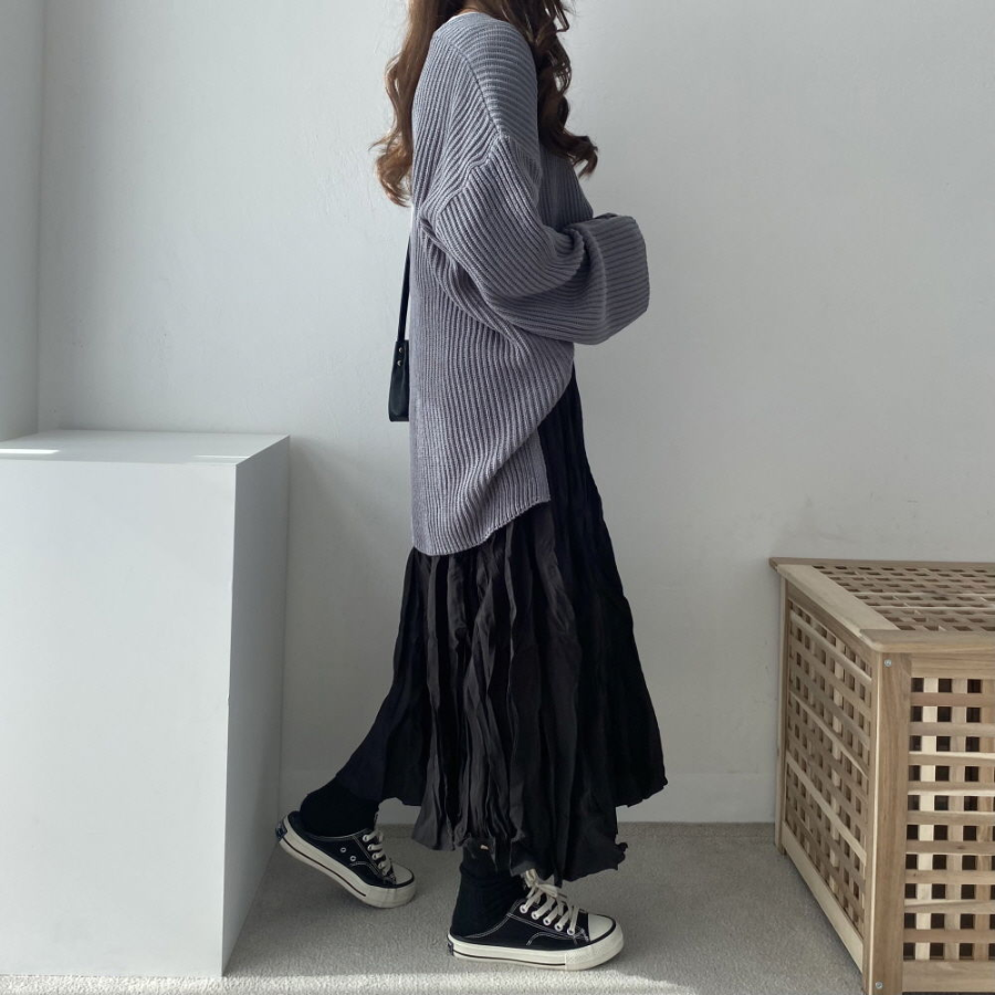 Длинная плиссированная юбка с эффектом жатки