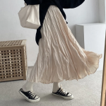 Свободный размер-Бежевый-Макси юбки