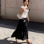 Длинная юбка с воланами и молнией в стиле капкан