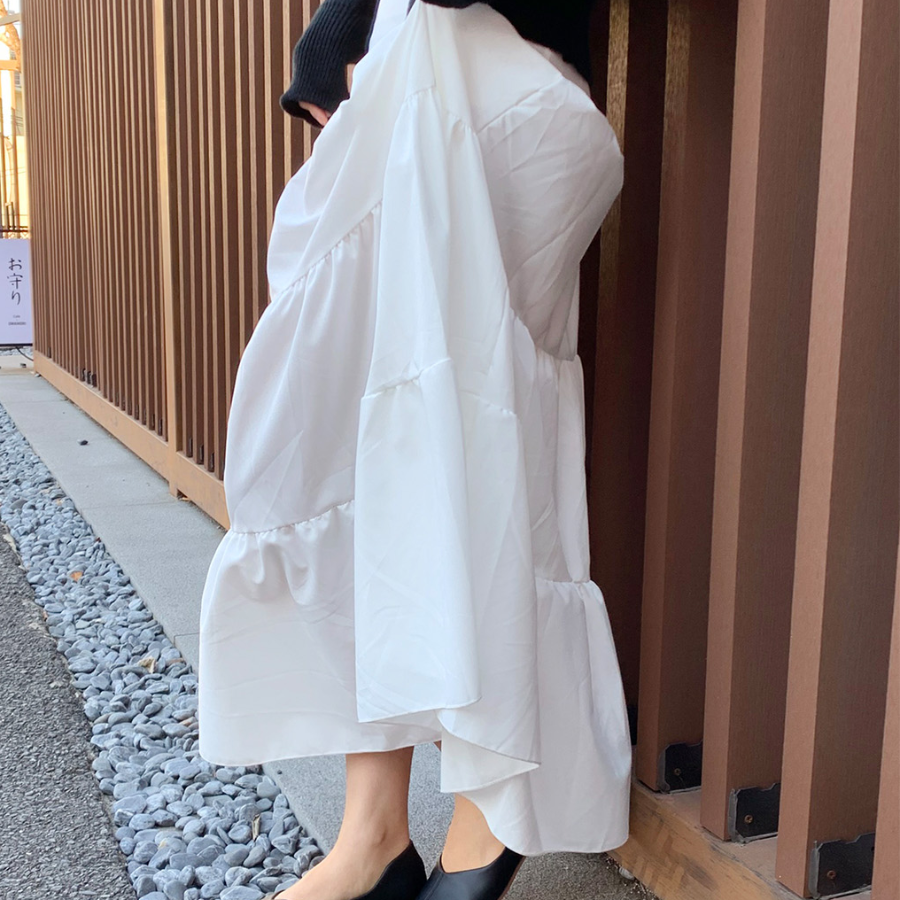 Длинная юбка с воланами и молнией в стиле капкан