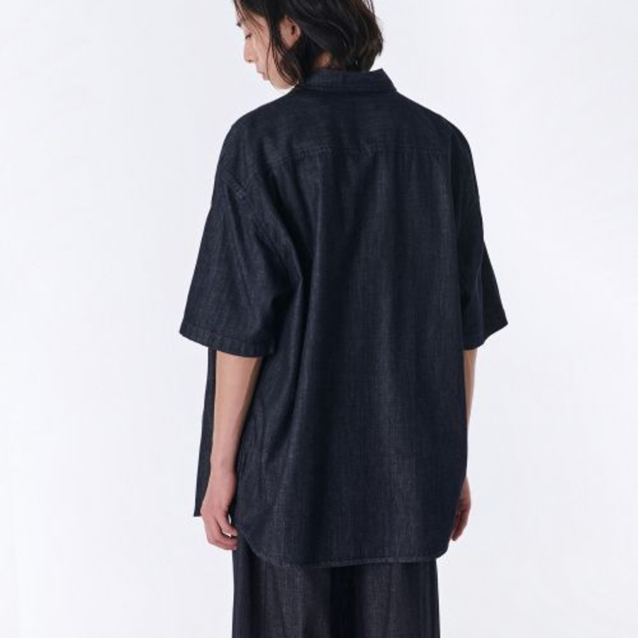 Musinsa Standard Oversized Short Sleeve Denim Shirt – Deep Indigo