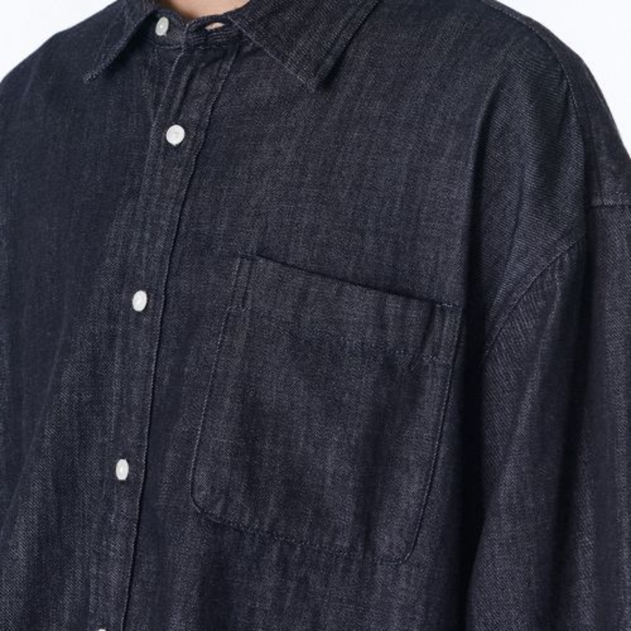 Musinsa Standard Oversized Short Sleeve Denim Shirt – Deep Indigo