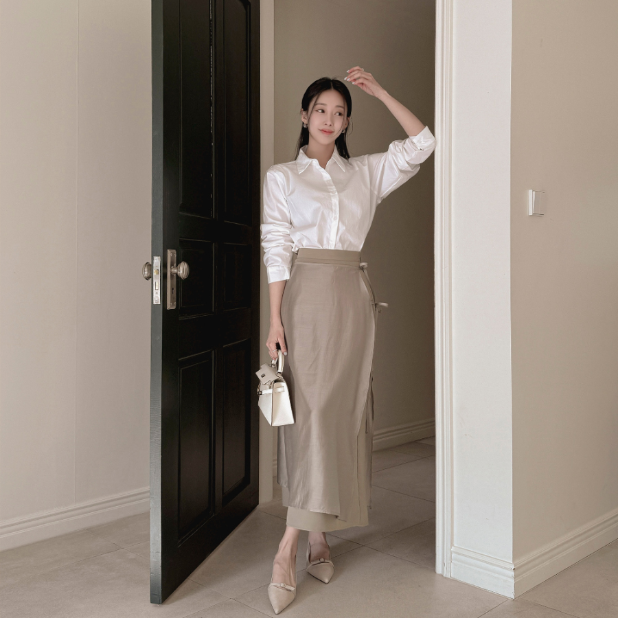 Шифоновая многослойная длинная юбка с разрезом и атласной лентой