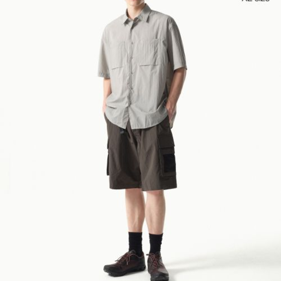 Musinsa Standard City Leisure Lightweight Nylon Oversized Short Sleeve Shirt – Light Grey