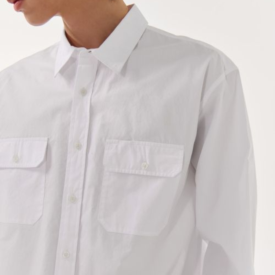 Musinsa Standard Relaxed Soft Poplin Officer Shirt – White