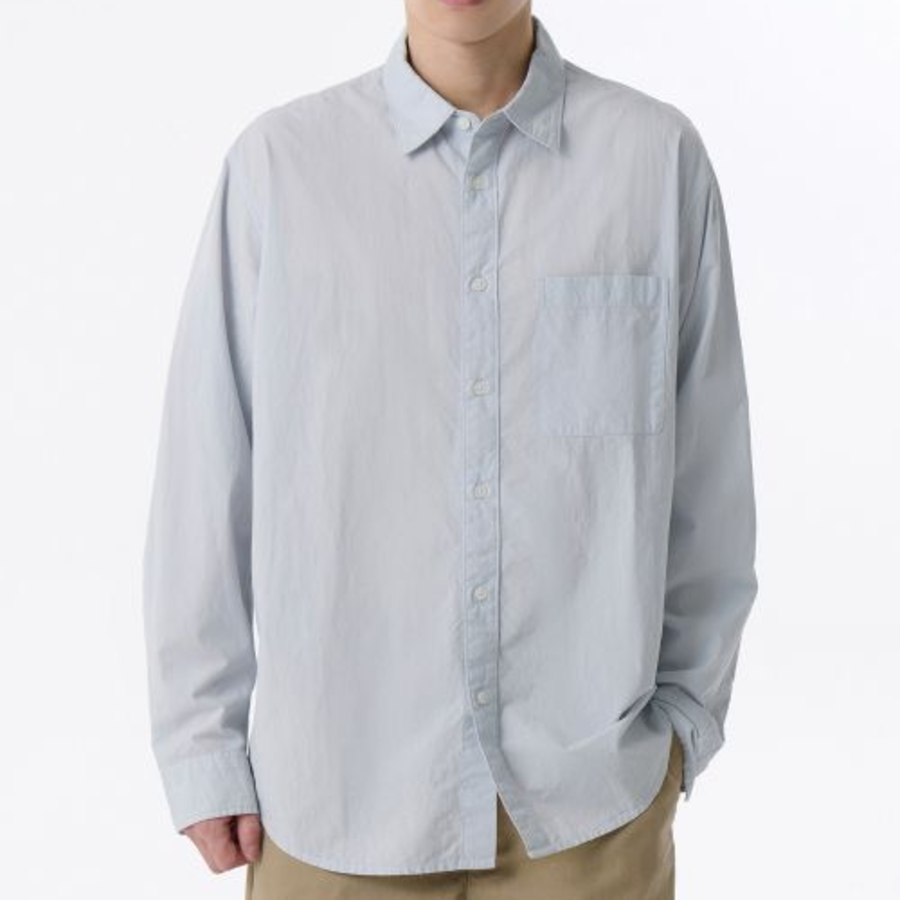 Musinsa Standard Relaxed Micro Seersucker Shirt – Sky Blue