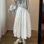 Длинная юбка с эластичным поясом и крупными складками