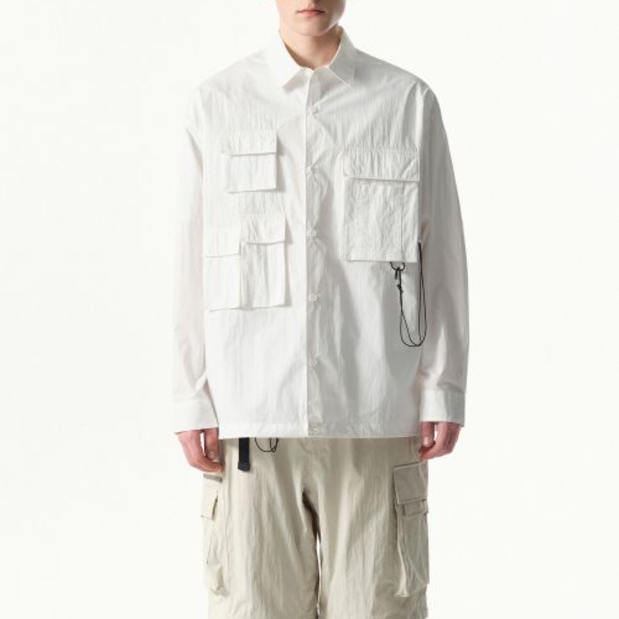 Musinsa Standard City Leisure CN Oversized Multi-Pocket Shirt – White
