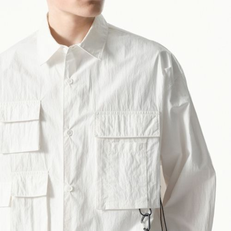 Musinsa Standard City Leisure CN Oversized Multi-Pocket Shirt – White