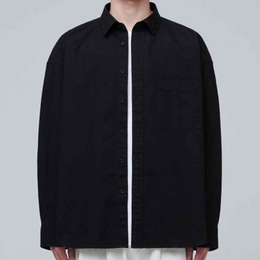 Musinsa Standard Heavyweight Oversized Oxford Shirt – Black