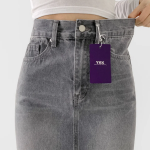 Джинсовая длинная юбка с эффектом варки и силуэтом для маскировки бёдер