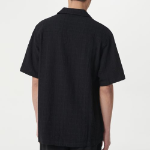 Musinsa Standard Plaid Texture Open-Collar Short Sleeve Shirt – Black