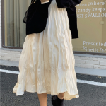 Плиссированная длинная юбка с эластичным поясом